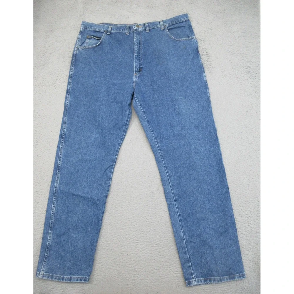 Wrangler Rugged Wear Western Jeans Mens 44x34 Blue Medium Wash Relaxed Straight